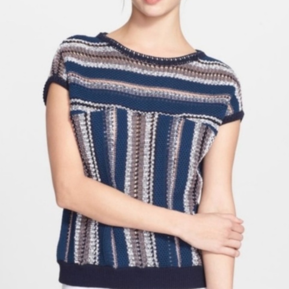 Tory Burch Boxy Short Sleeve Sweater XL